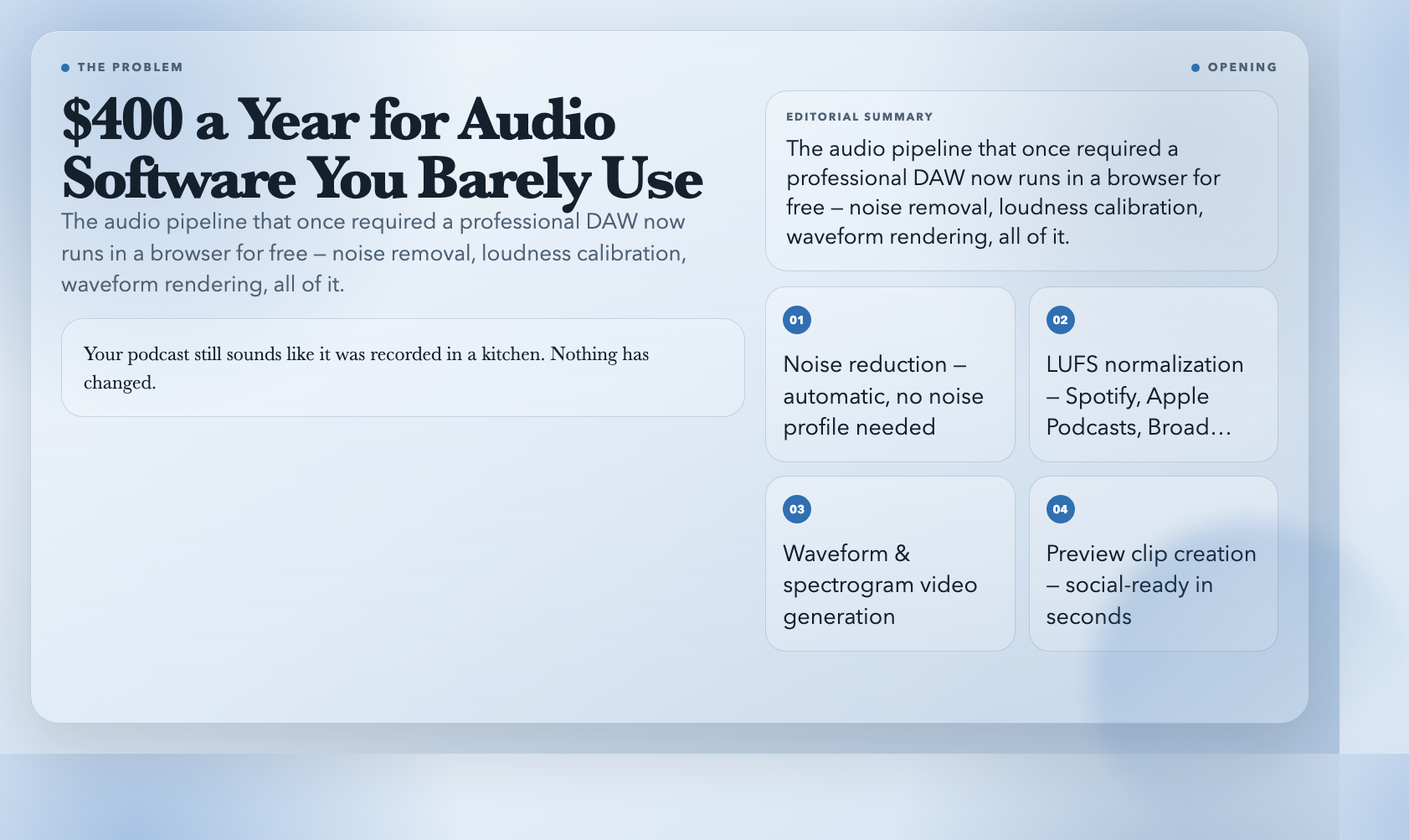 Audio Tools Hook — The Problem