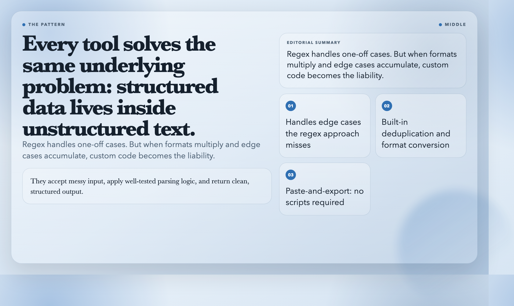 The common pattern: structured data from unstructured text