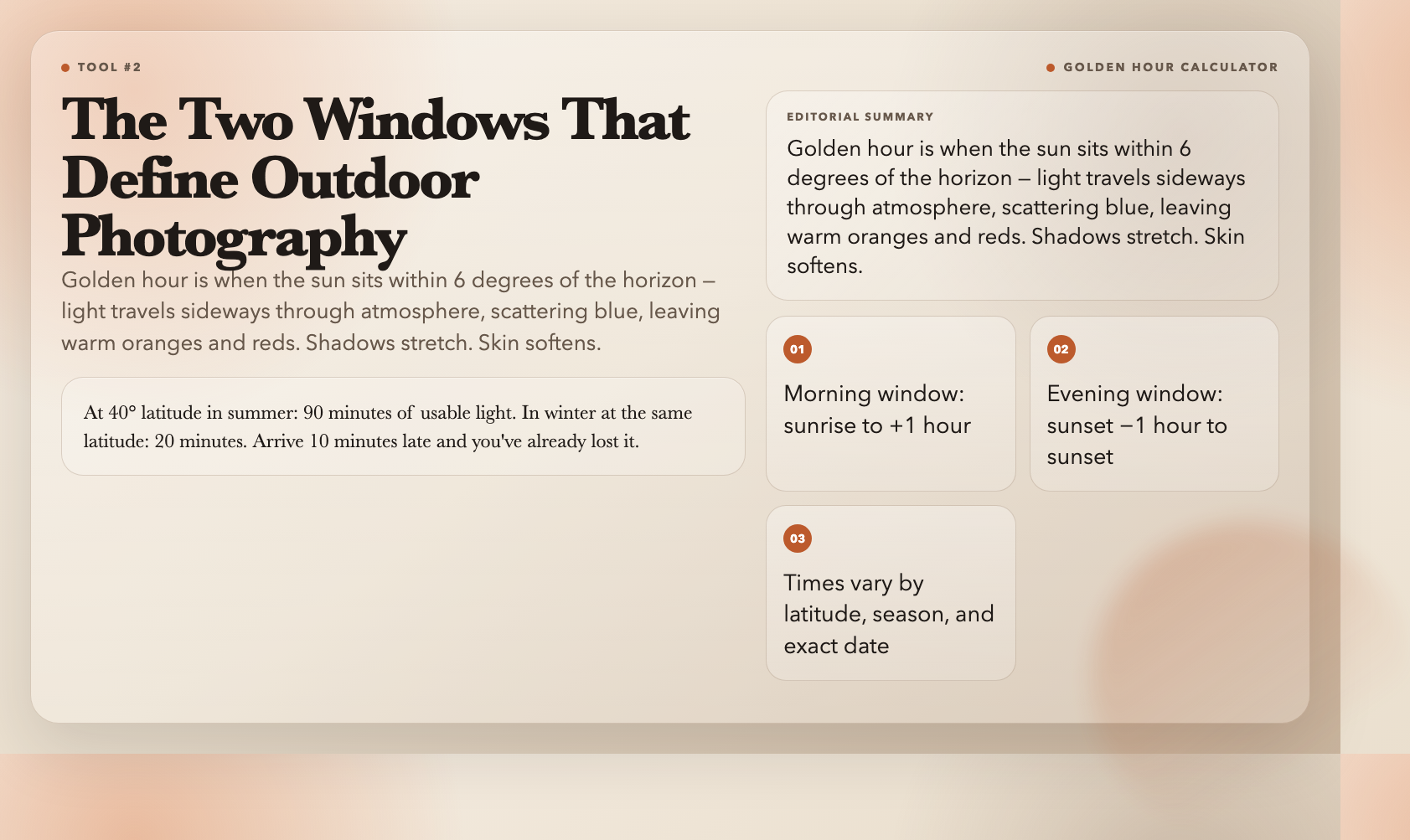 Golden Hour: The two windows that define outdoor photography