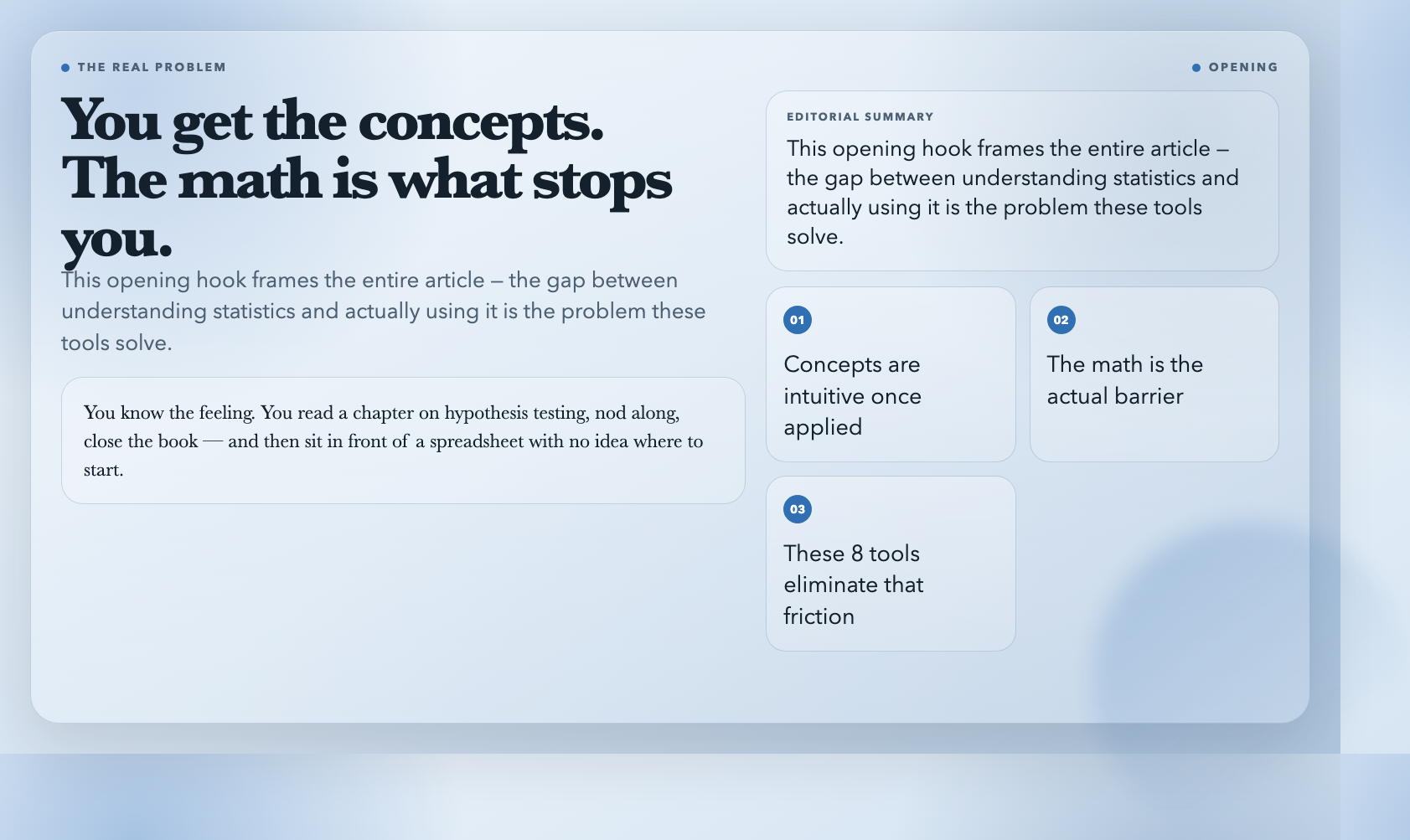 Opening hook: You get the concepts. The math is what stops you.