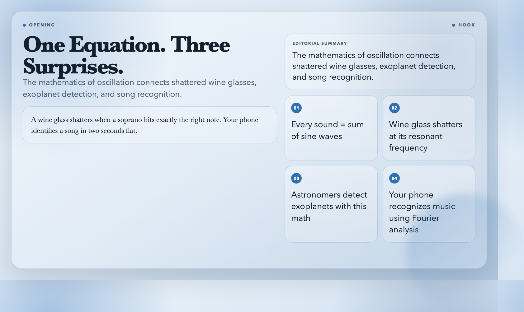 One Equation. Three Surprises.