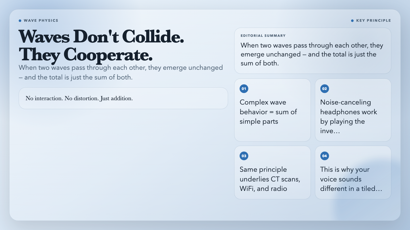 Waves Don't Collide. They Cooperate.