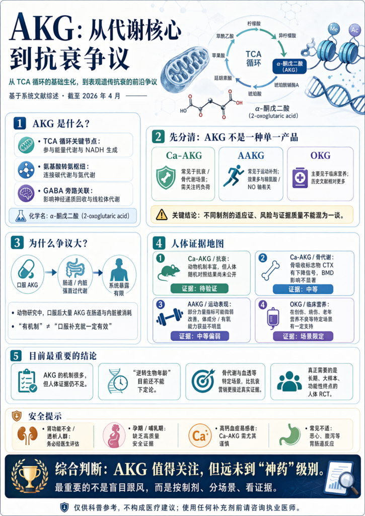 α-酮戊二酸(AKG):代谢枢纽里的抗衰候选者,还是被过度炒作的补剂?
