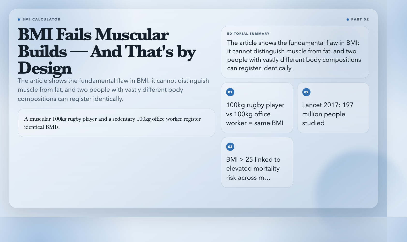 BMI Fails Muscular Builds — And That's by Design