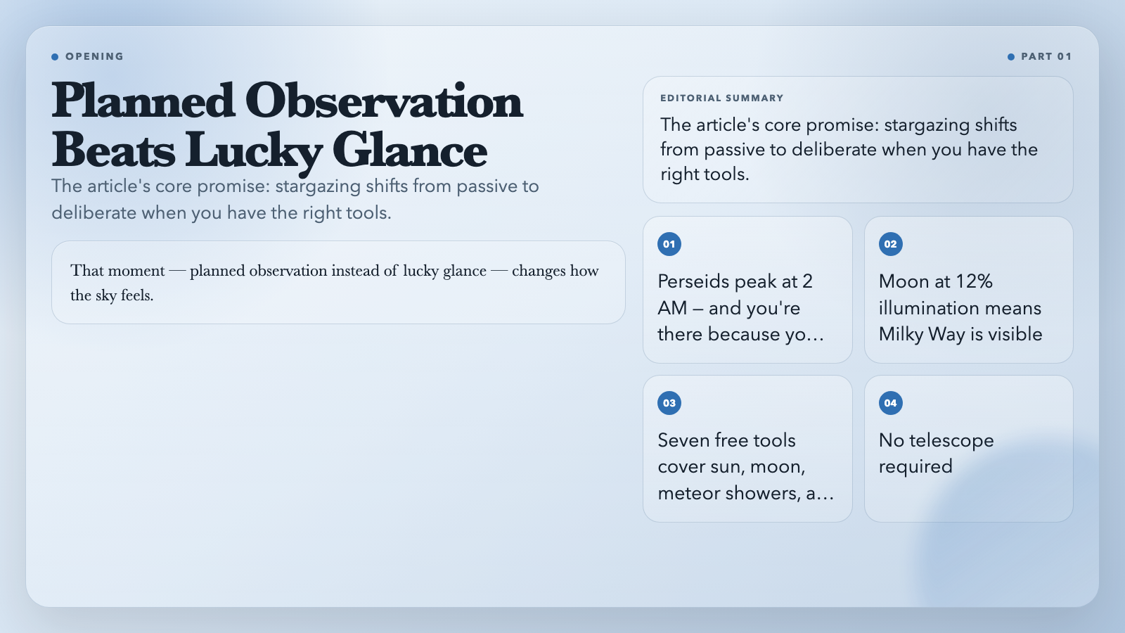 Planned Observation Beats Lucky Glance