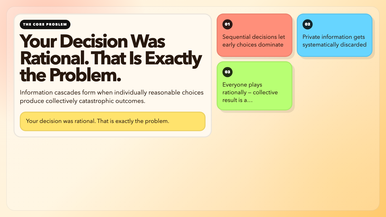 Information Cascade: Your Decision Was Rational