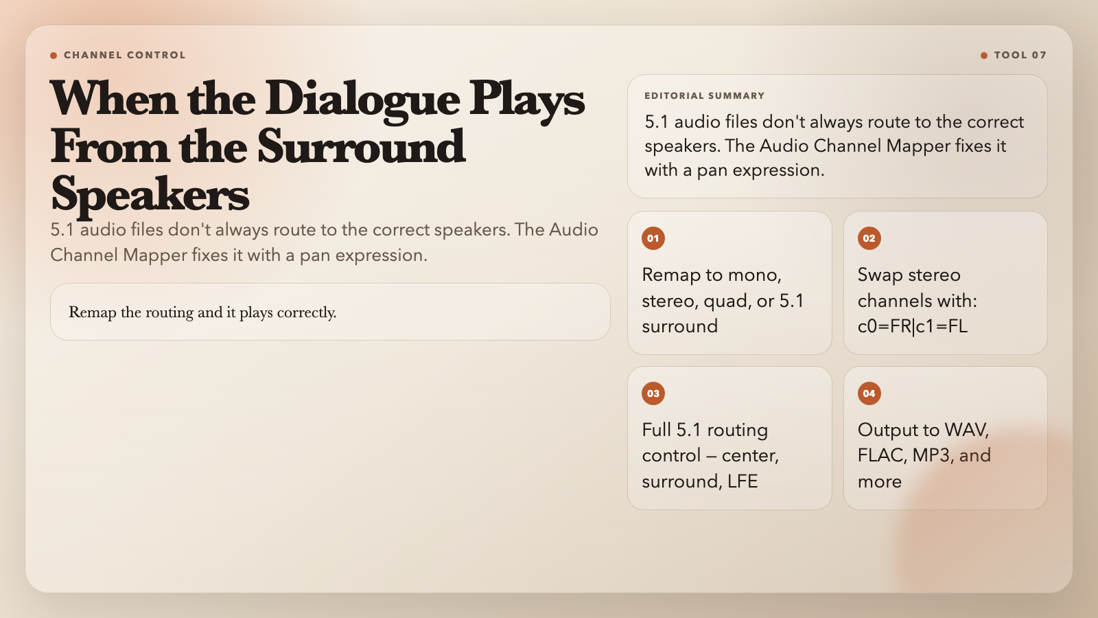 Channel Mapper: When dialogue plays from the wrong speakers