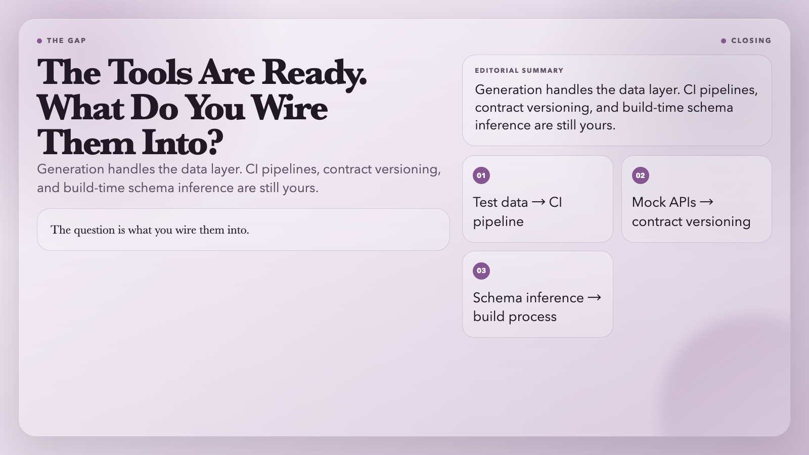 Closing: The Tools Are Ready. What Do You Wire Them Into?