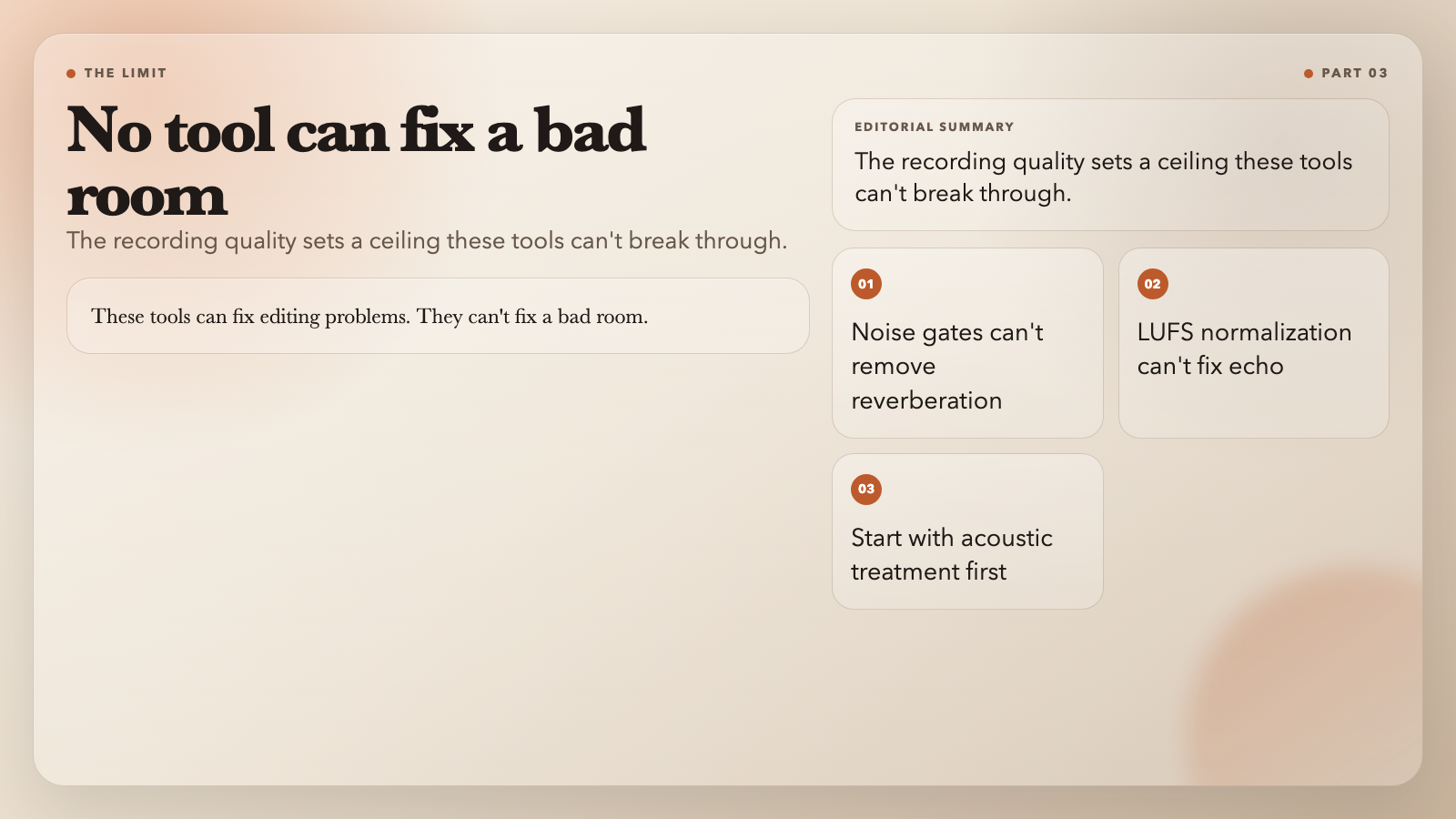 Closing: No Tool Can Fix a Bad Room