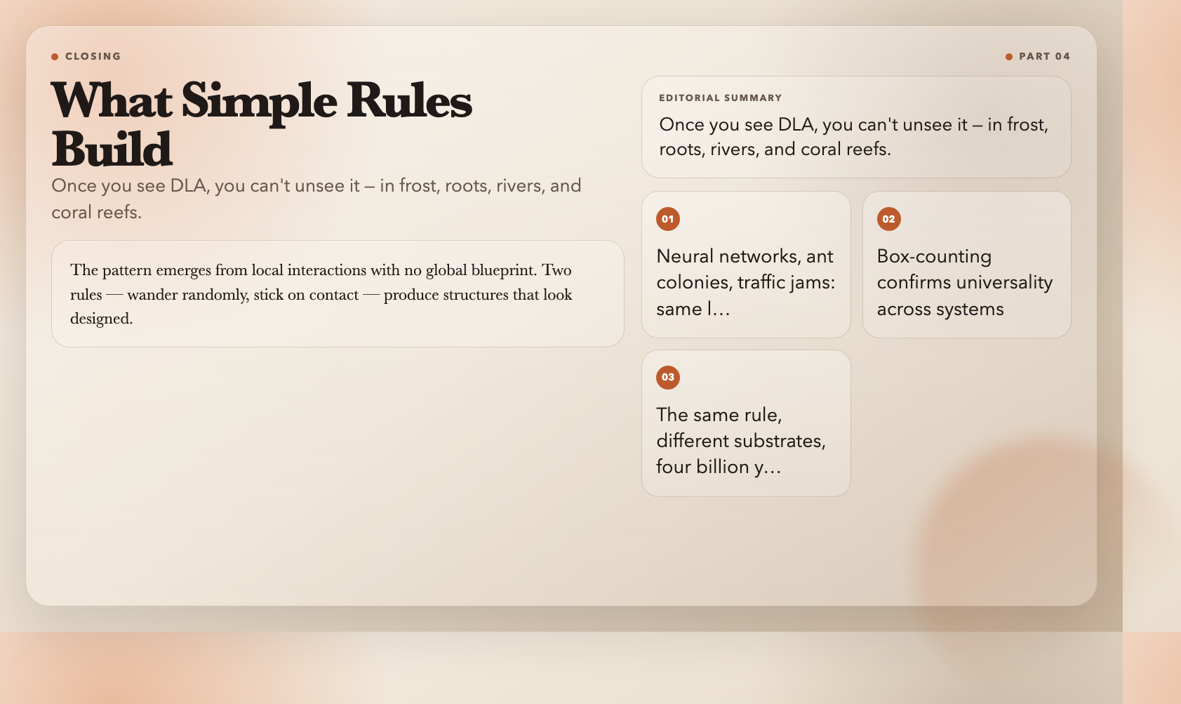 Closing — What Simple Rules Build