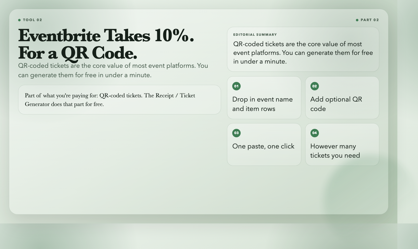 Eventbrite Cut: 10% for a QR Code