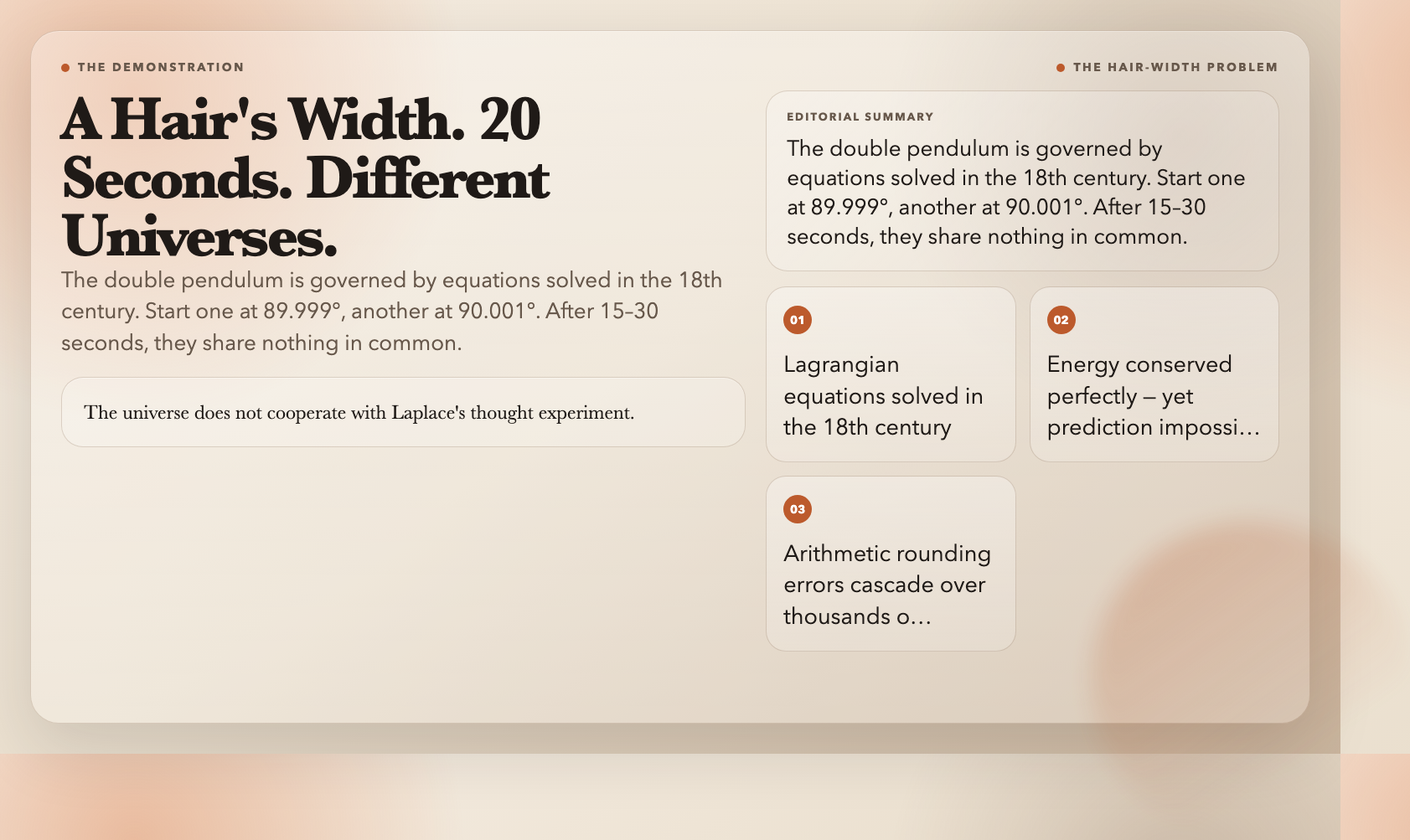 A hair's width. 20 seconds. Completely different outcomes.