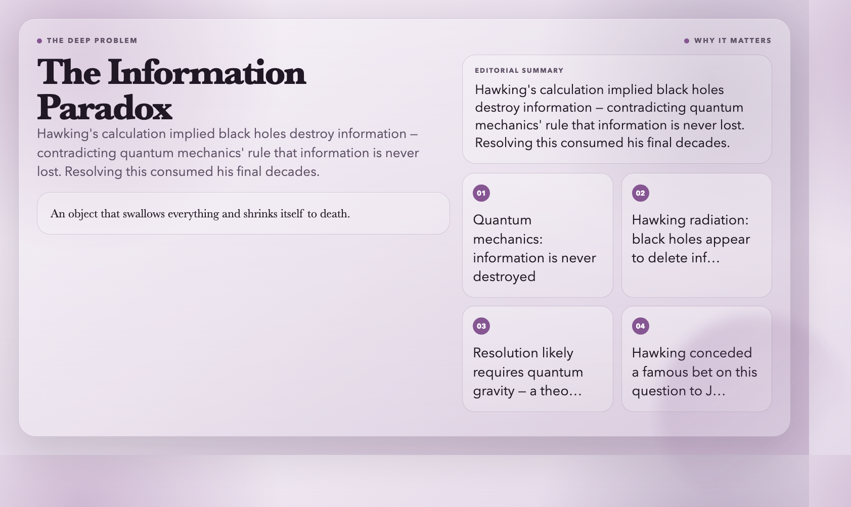 The Information Paradox — The Deepest Unsolved Problem in Physics