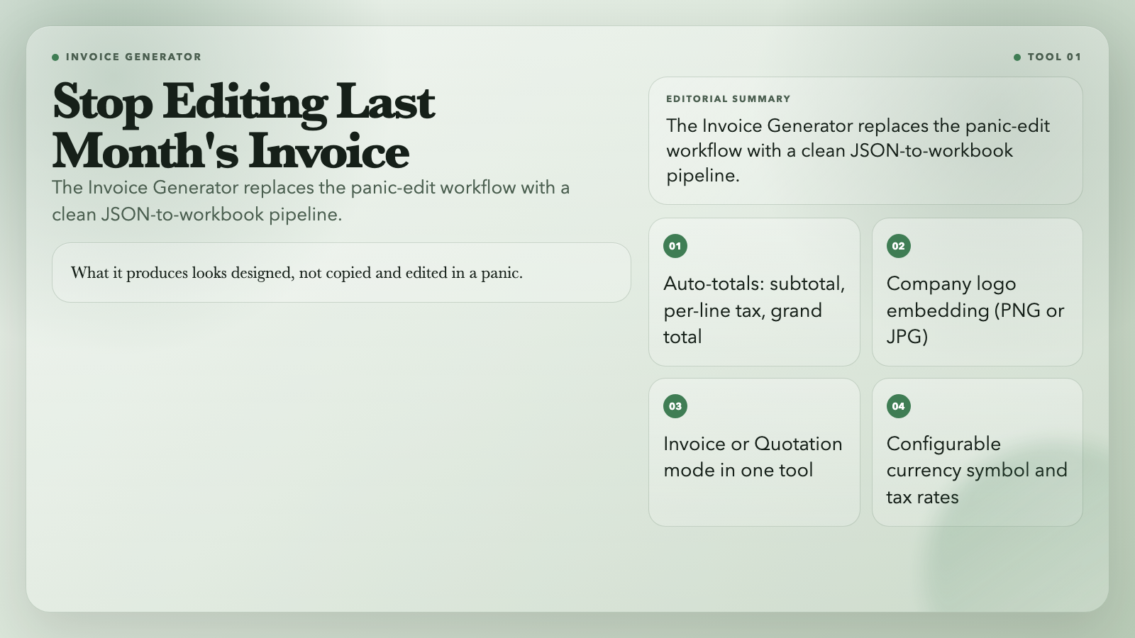 XLSX Invoice Generator