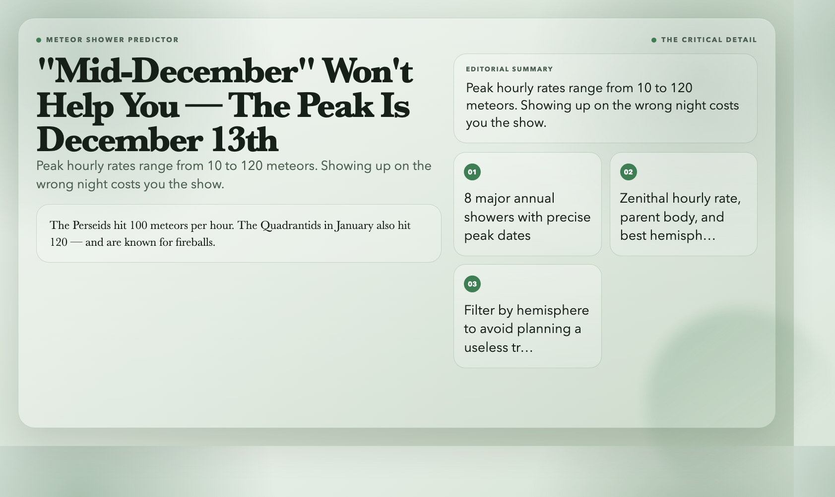 Meteor Shower Peak Date