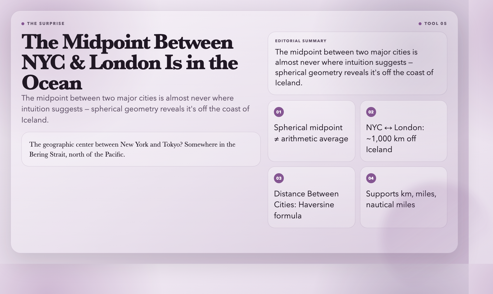 The midpoint between NYC & London is in the ocean