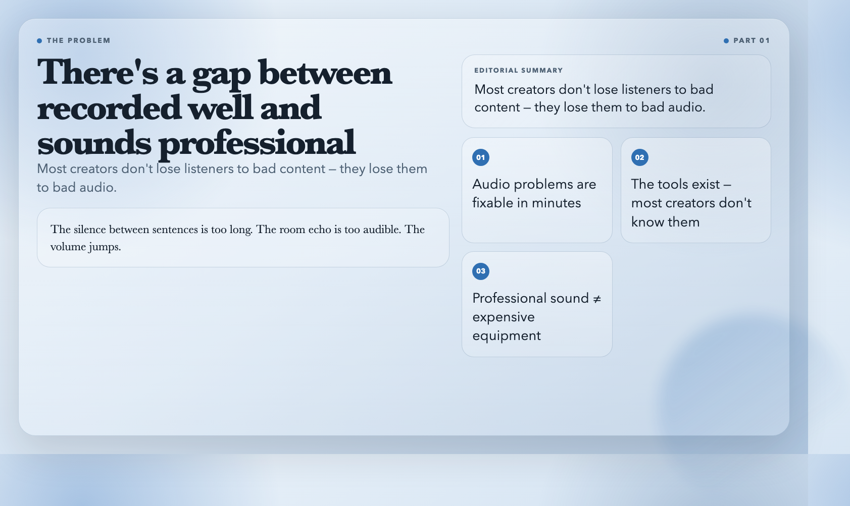 Opening: The Gap Between Recorded and Professional
