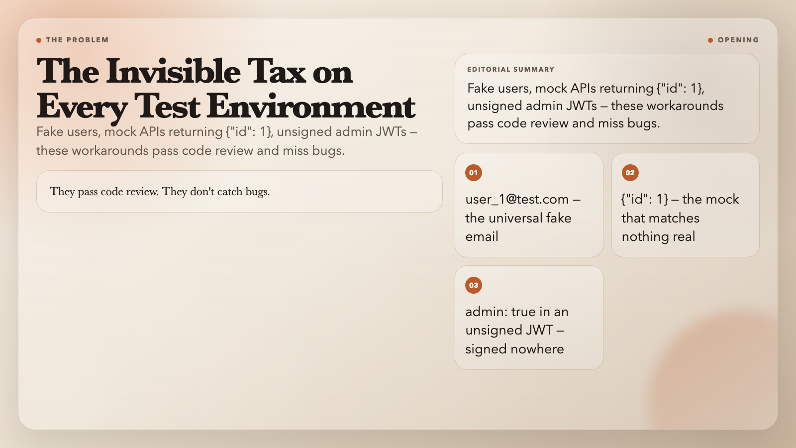 Opening: The Invisible Tax on Every Test Environment