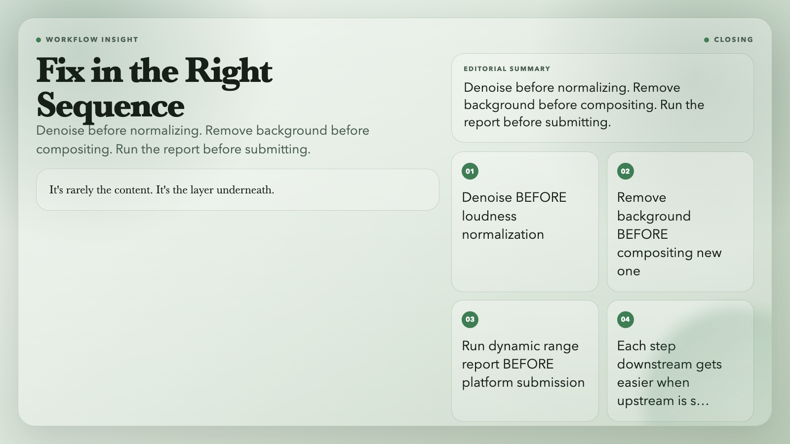 Fix in the Right Sequence