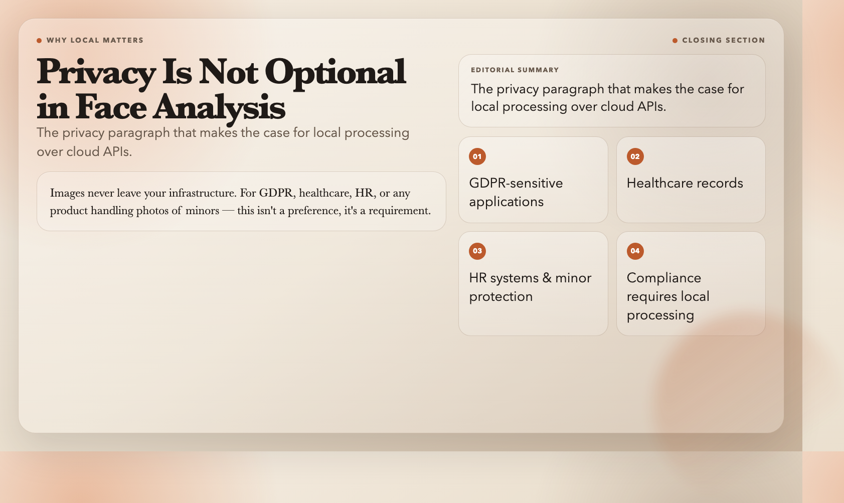 Privacy Is Not Optional in Face Analysis
