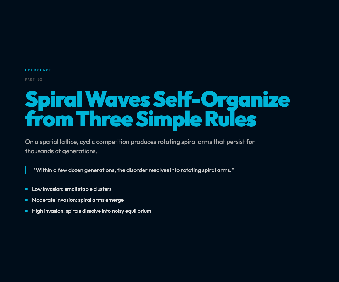 Spiral Waves Emergence
