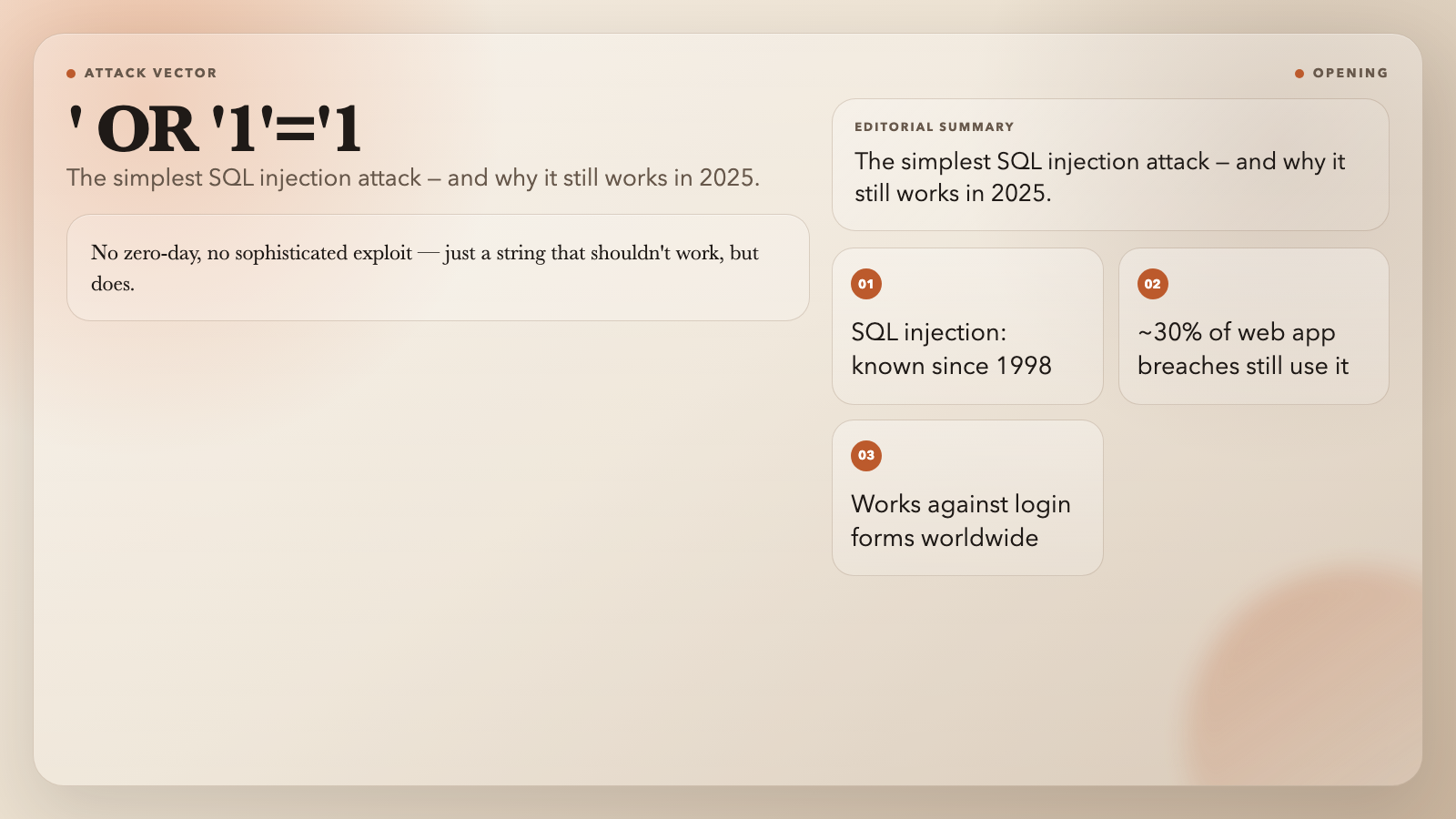 SQL Injection Attack Vector