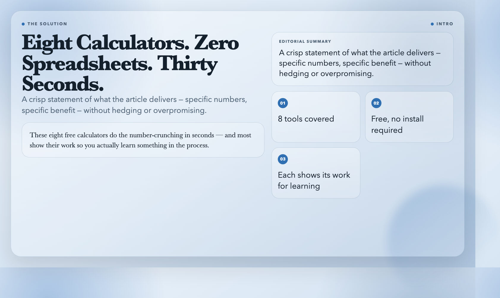 Eight Calculators Free Tools