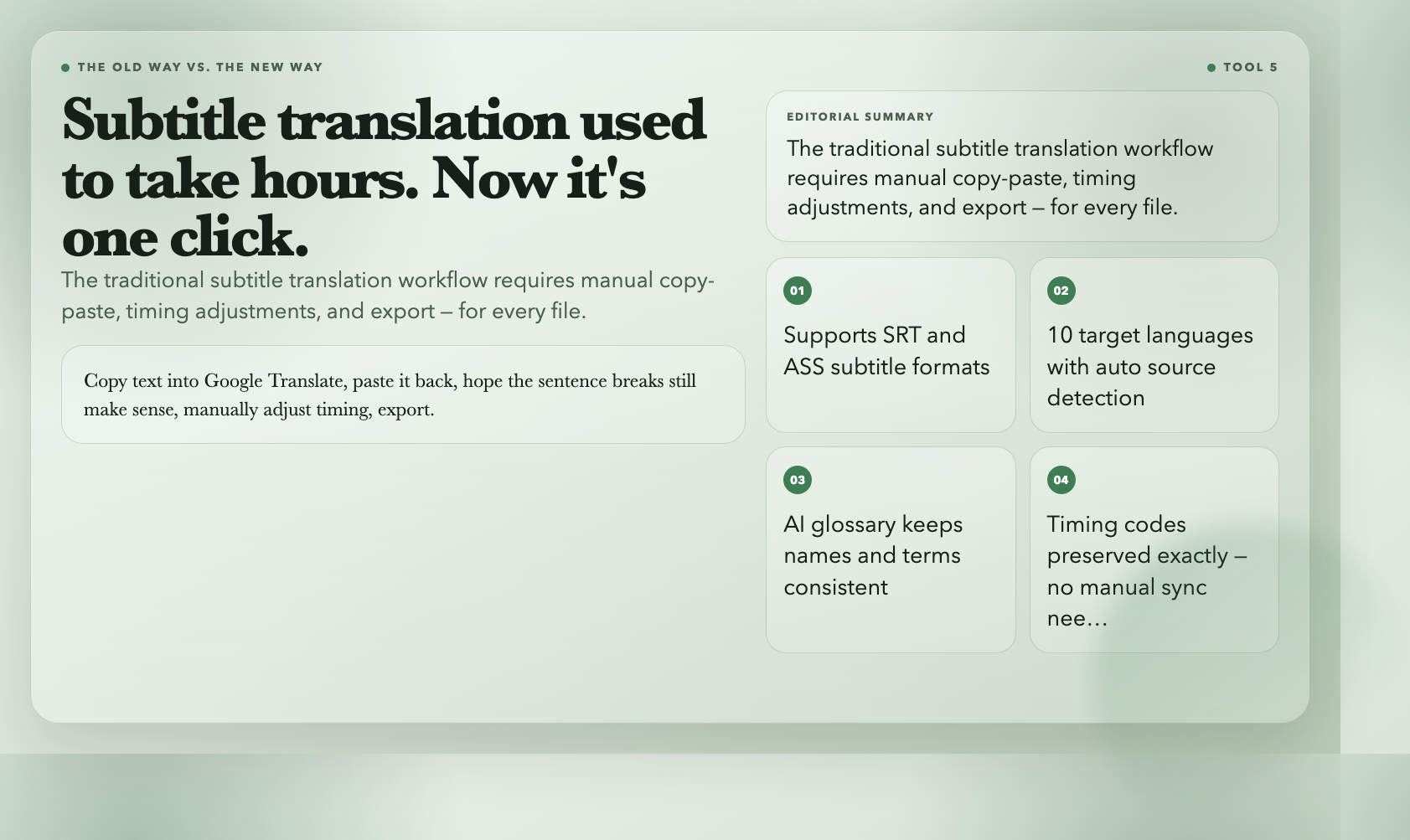 Subtitle translation workflow comparison