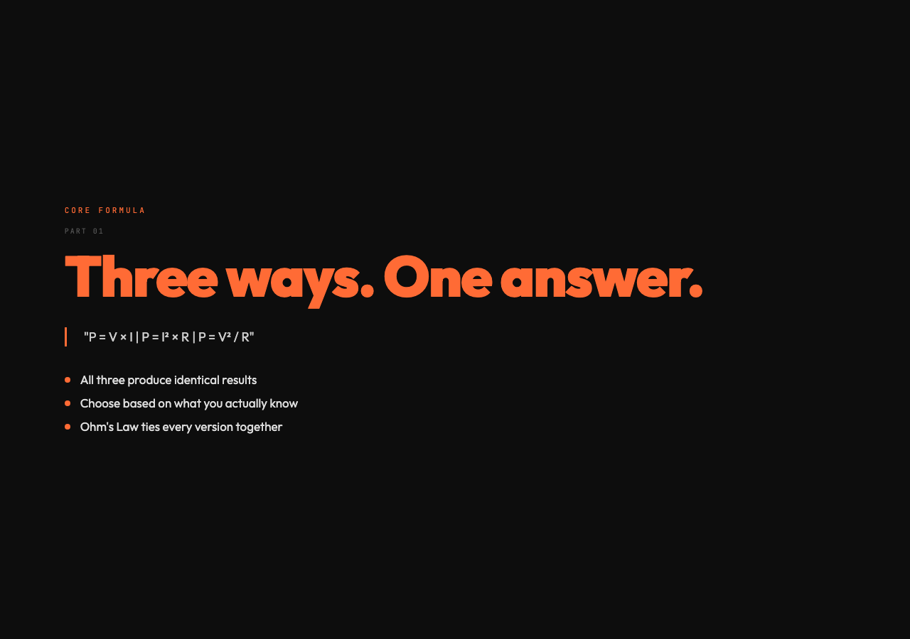 Three ways. One answer.