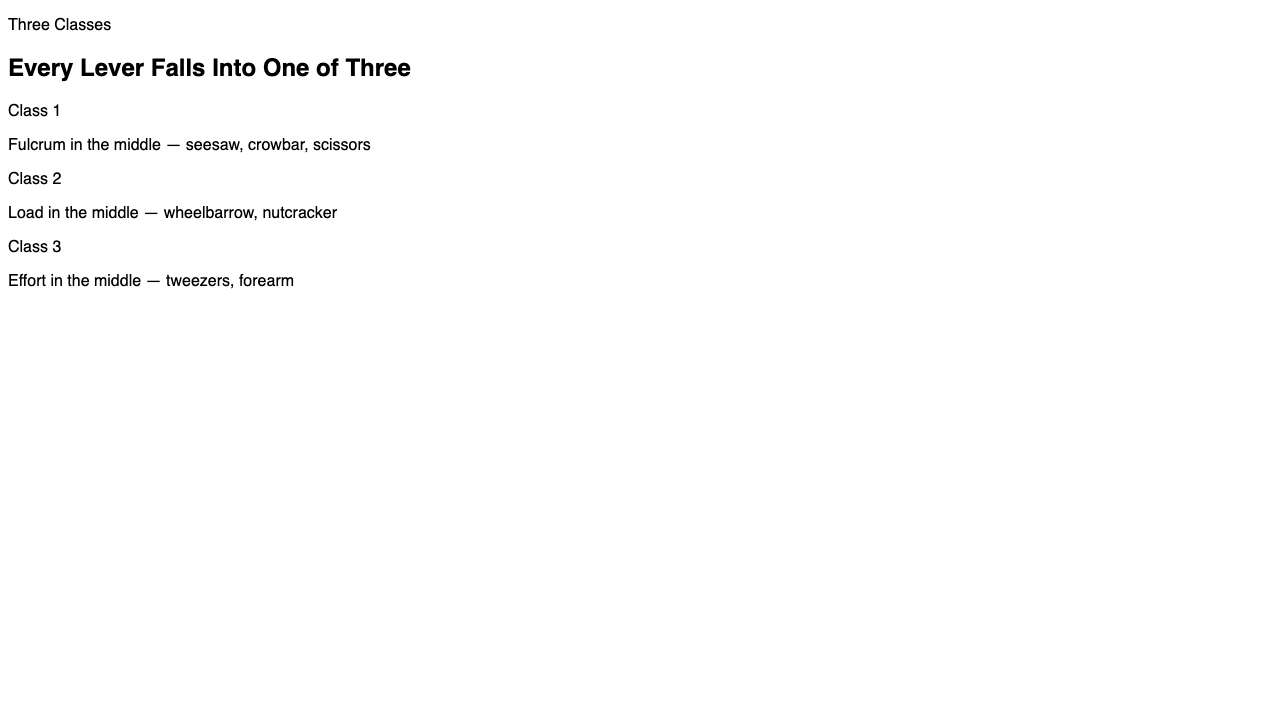 Three Classes of Levers