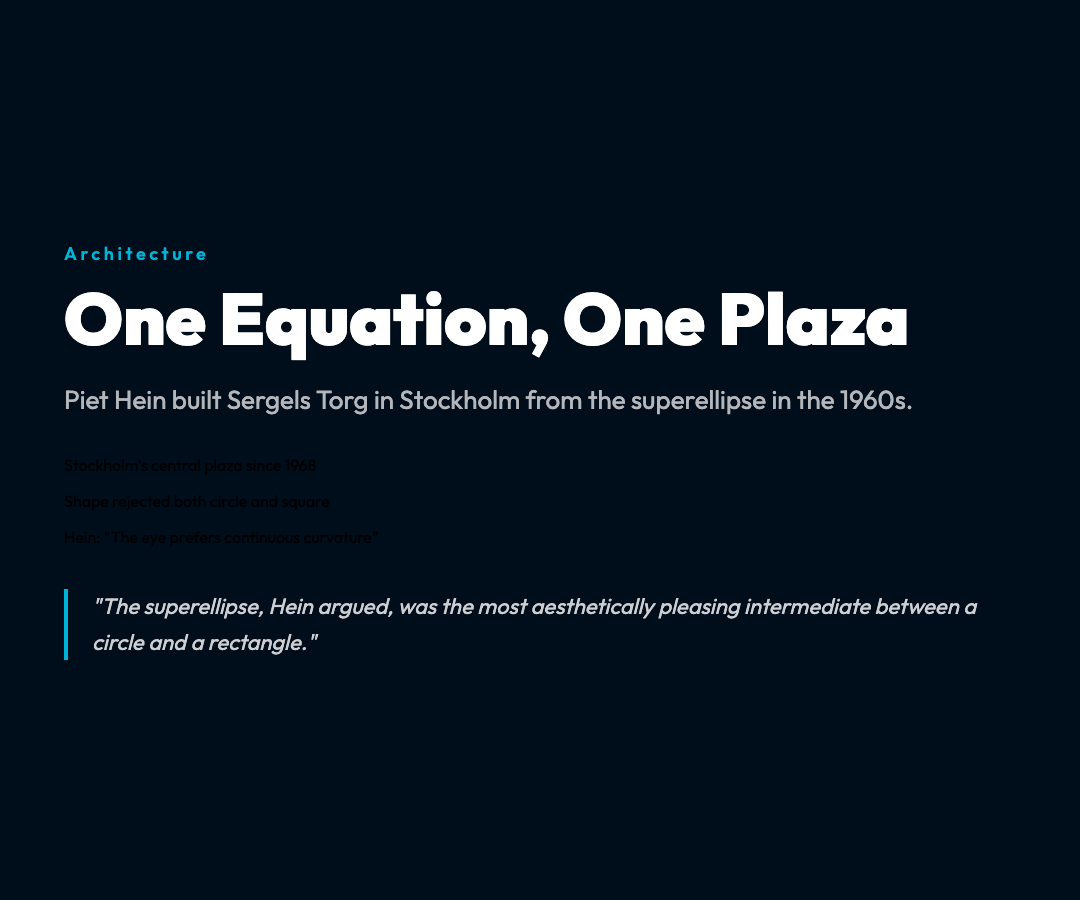 One Equation, One Plaza