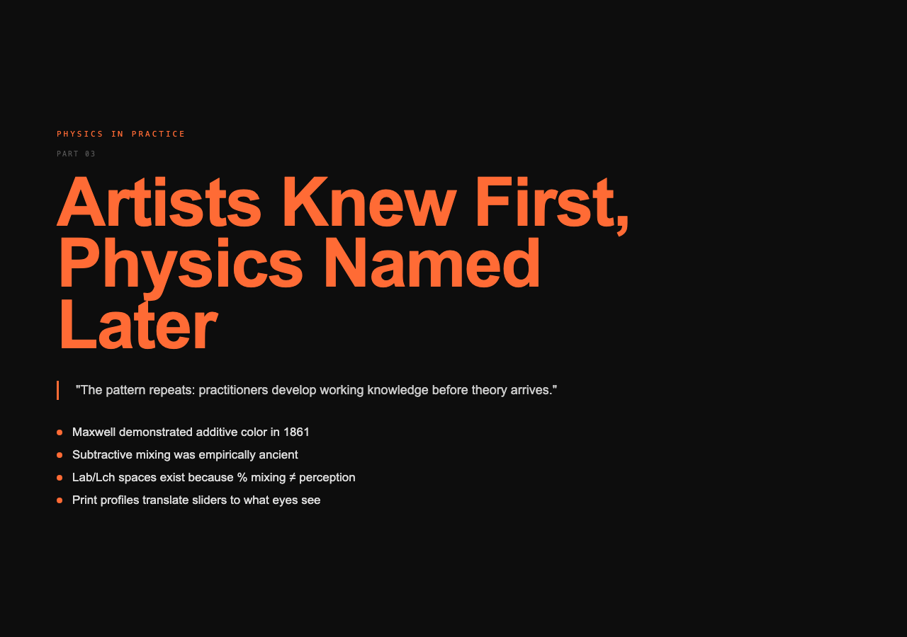 Artists Knew First, Physics Named Later