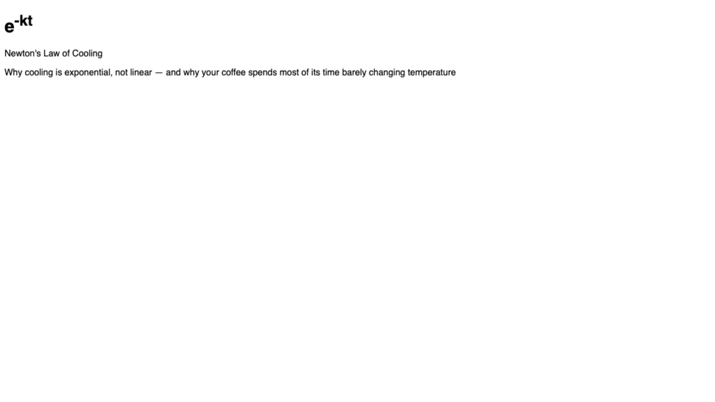 Newton's Law of Cooling: e^(-kt) exponential decay formula