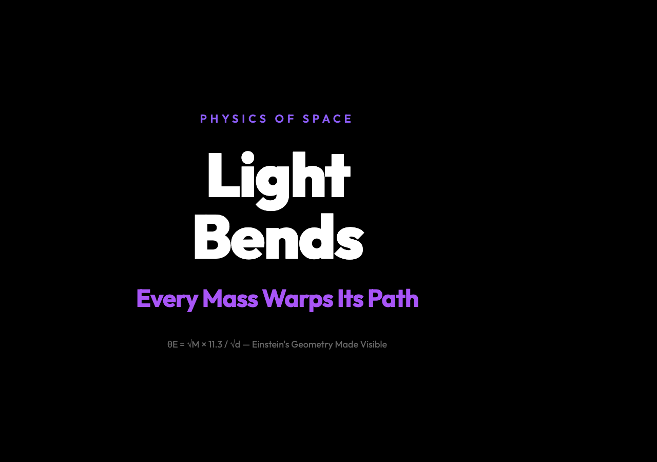 Why Light Curves Around Every Star: gravitational lensing physics - Einstein radius formula on dark background
