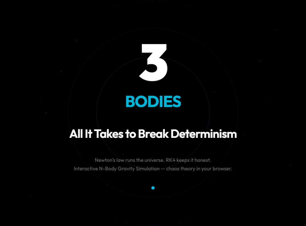 Three Bodies Are All It Takes to Break Determinism