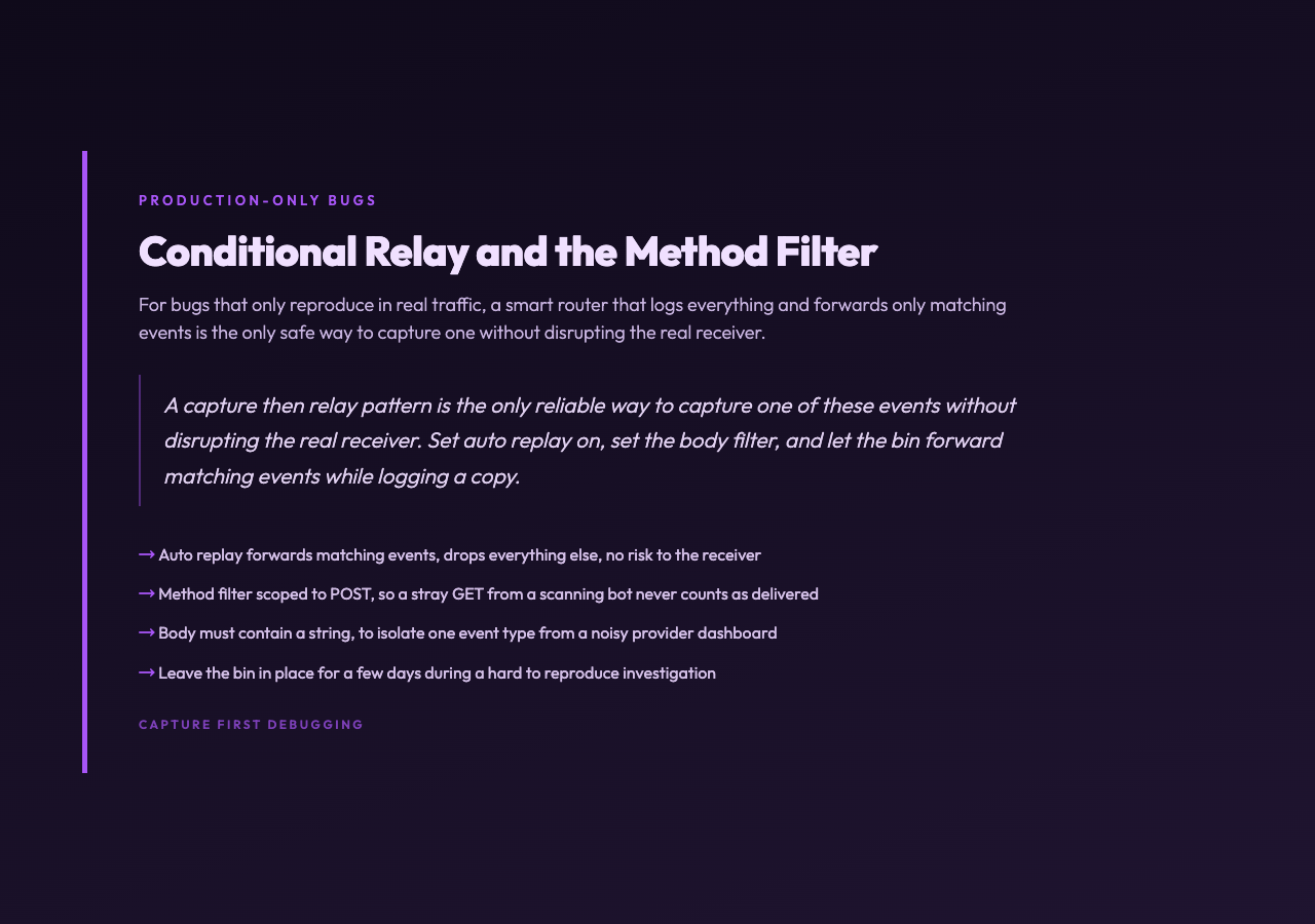 Highlight card: Conditional relay and the method filter