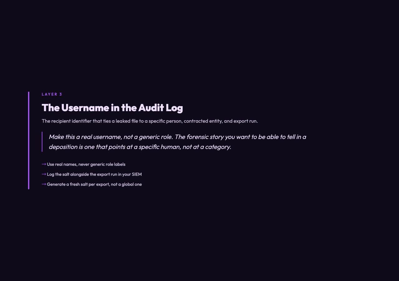 Highlight card: The username, and why the audit trail is the part that wins