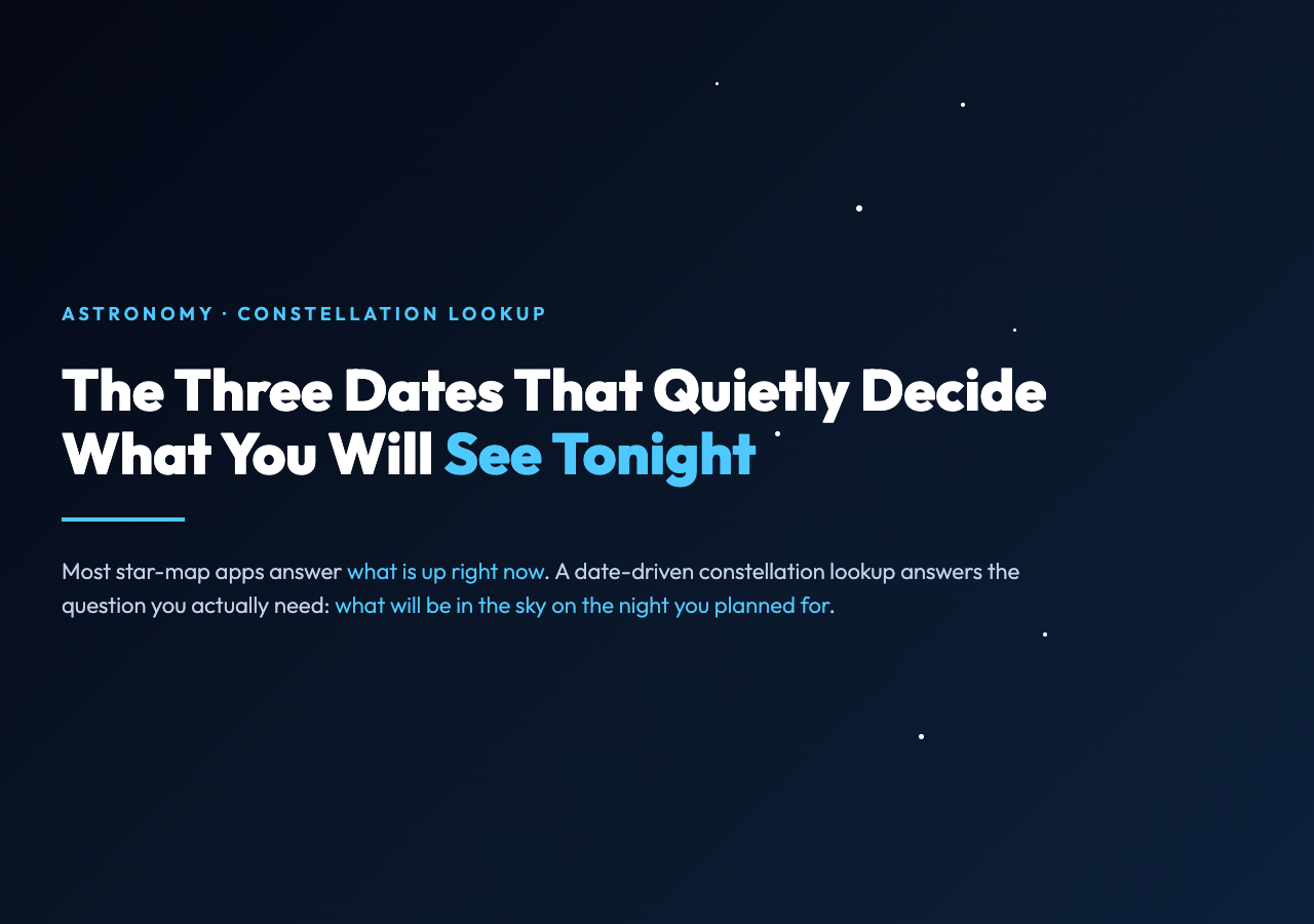 Constellation Finder: The Three Dates That Quietly Decide What You Will See in the Sky Tonight