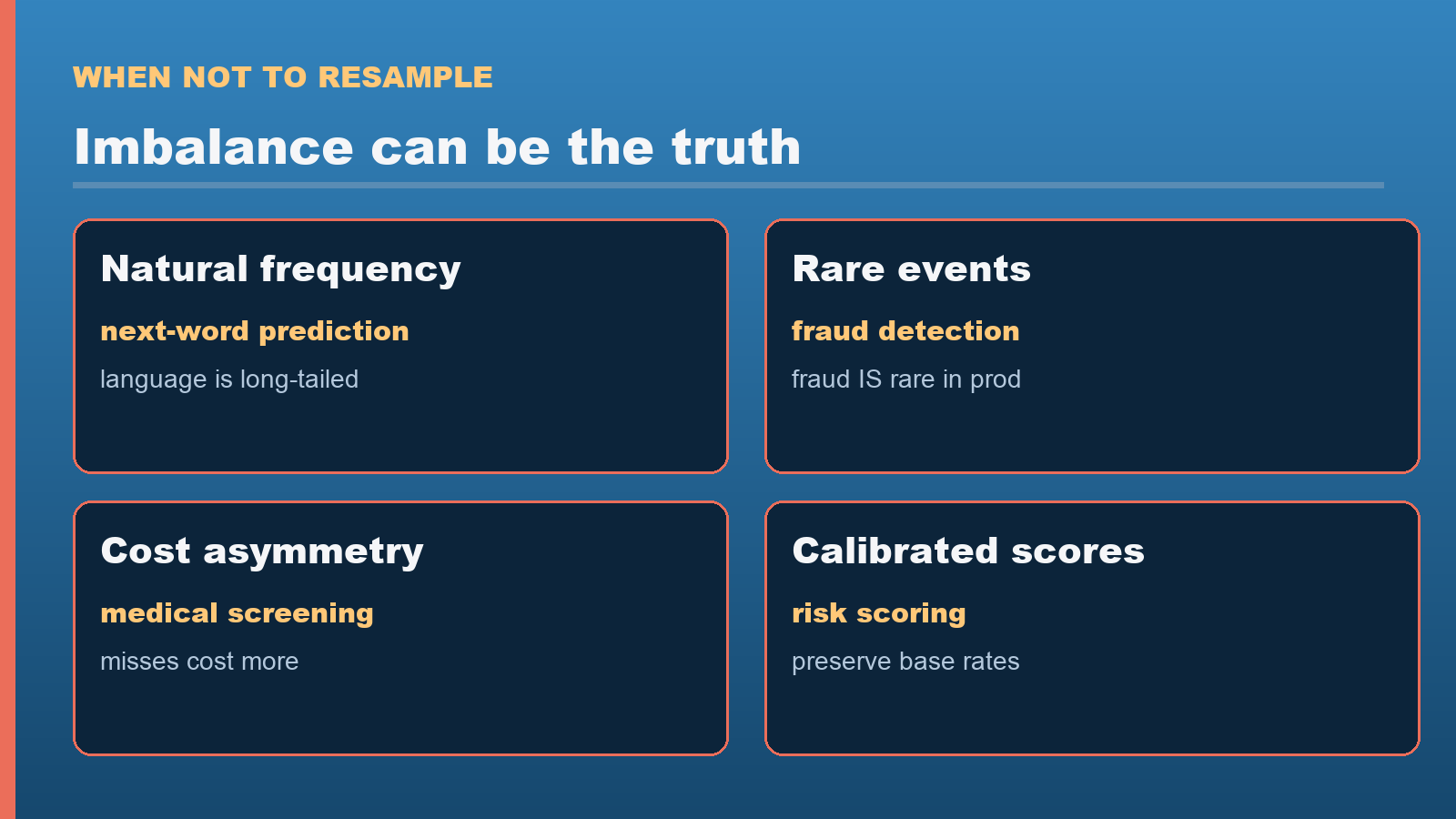 Four cases when resampling is the wrong move