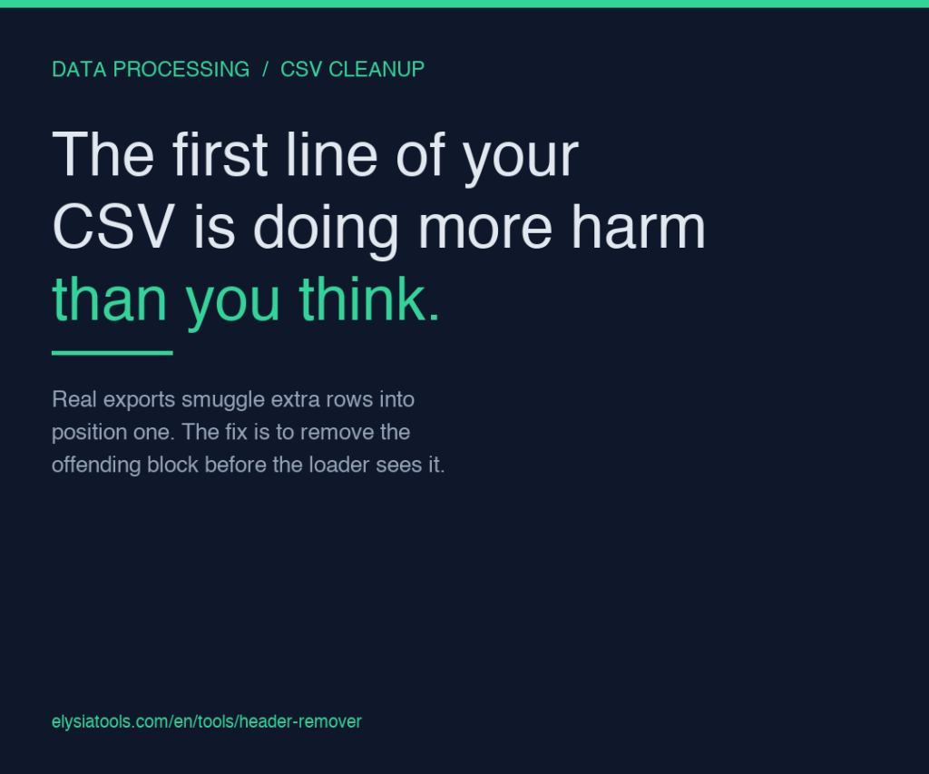 The first line of your CSV is doing more harm than you think
