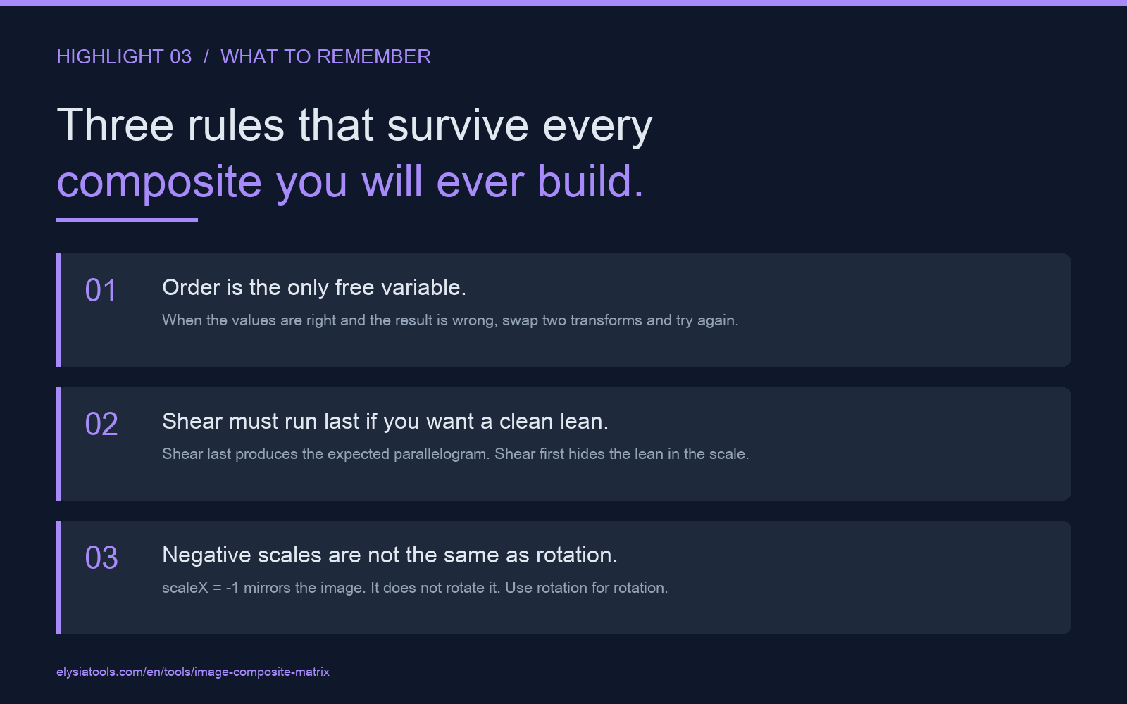 Three rules that survive every composite you build