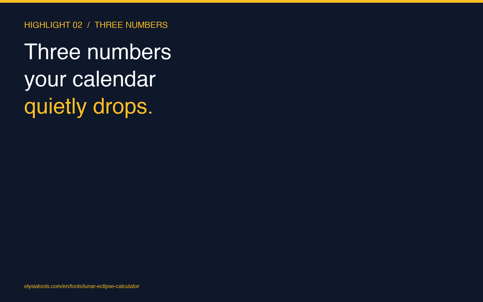 Three numbers calendar drops highlight card
