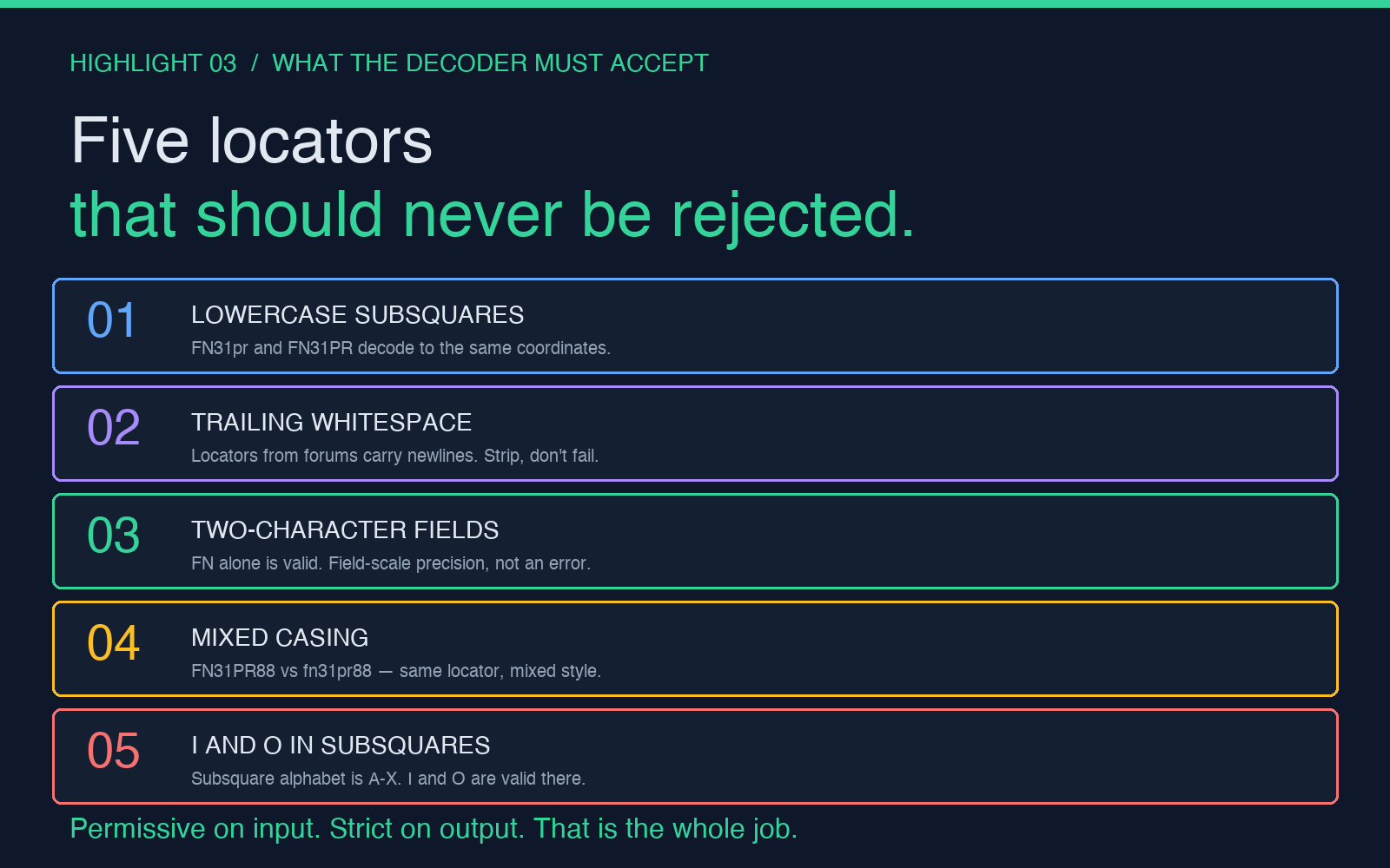 Five locators that should never be rejected