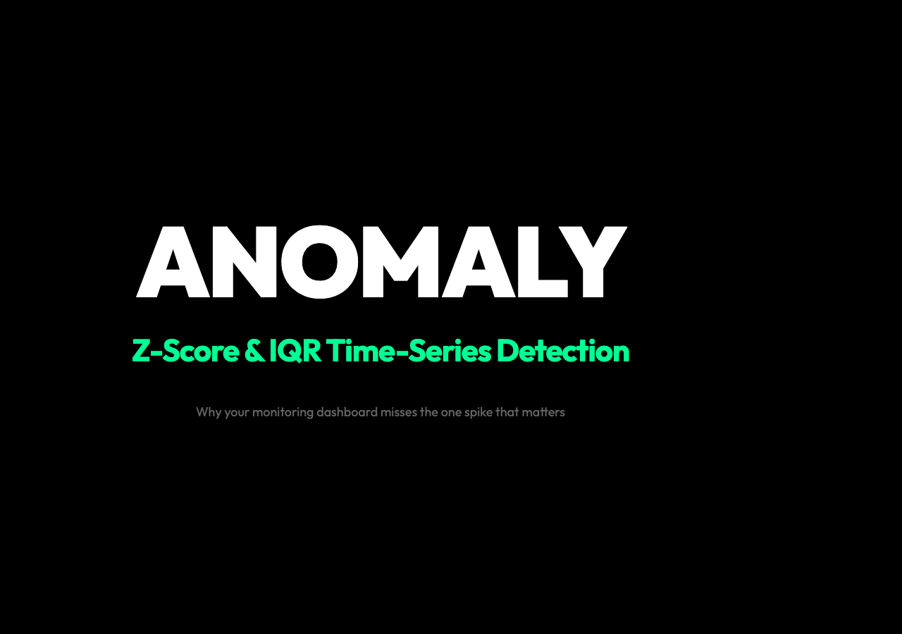 Time Series Anomaly Detector poster: Z-Score and IQR statistical detection methods for monitoring dashboards