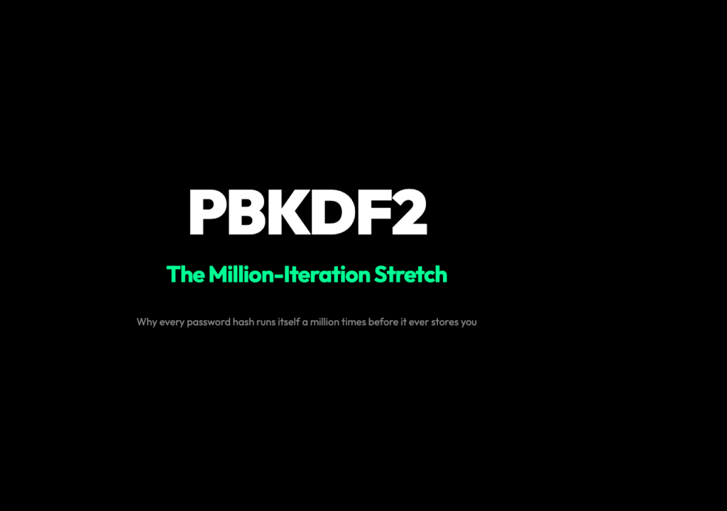 PBKDF2: The Million-Iteration Stretch — why every password hash runs itself a million times before it ever stores you