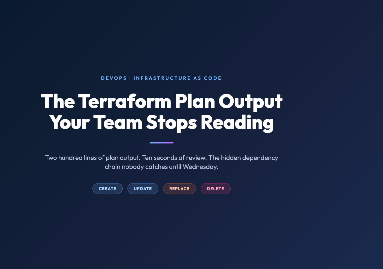 The Terraform Plan Output Your Team Stops Reading After the First Ten Lines