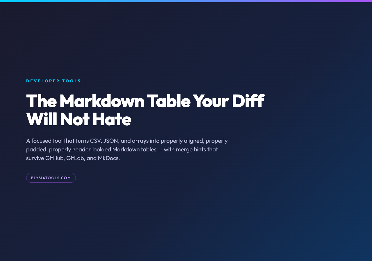The Markdown Table Your Diff Will Not Hate
