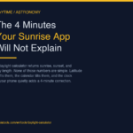 The 4 Minutes Your Sunrise App Will Not Explain: A Daylight Calculator Field Guide