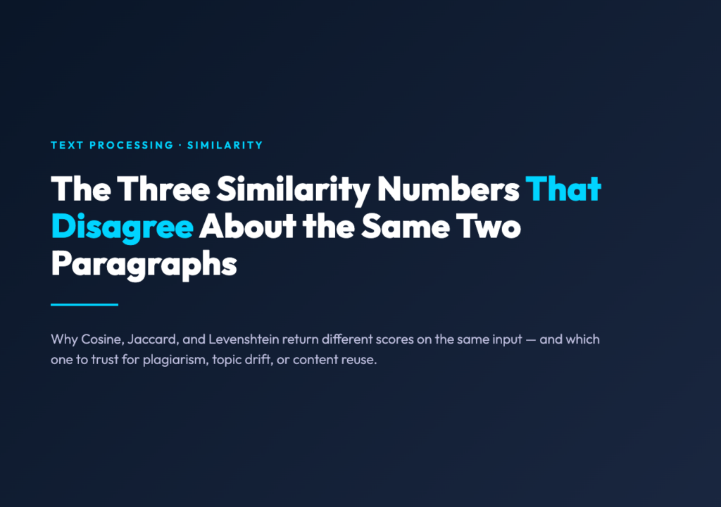 The Three Similarity Numbers That Disagree About the Same Two Paragraphs