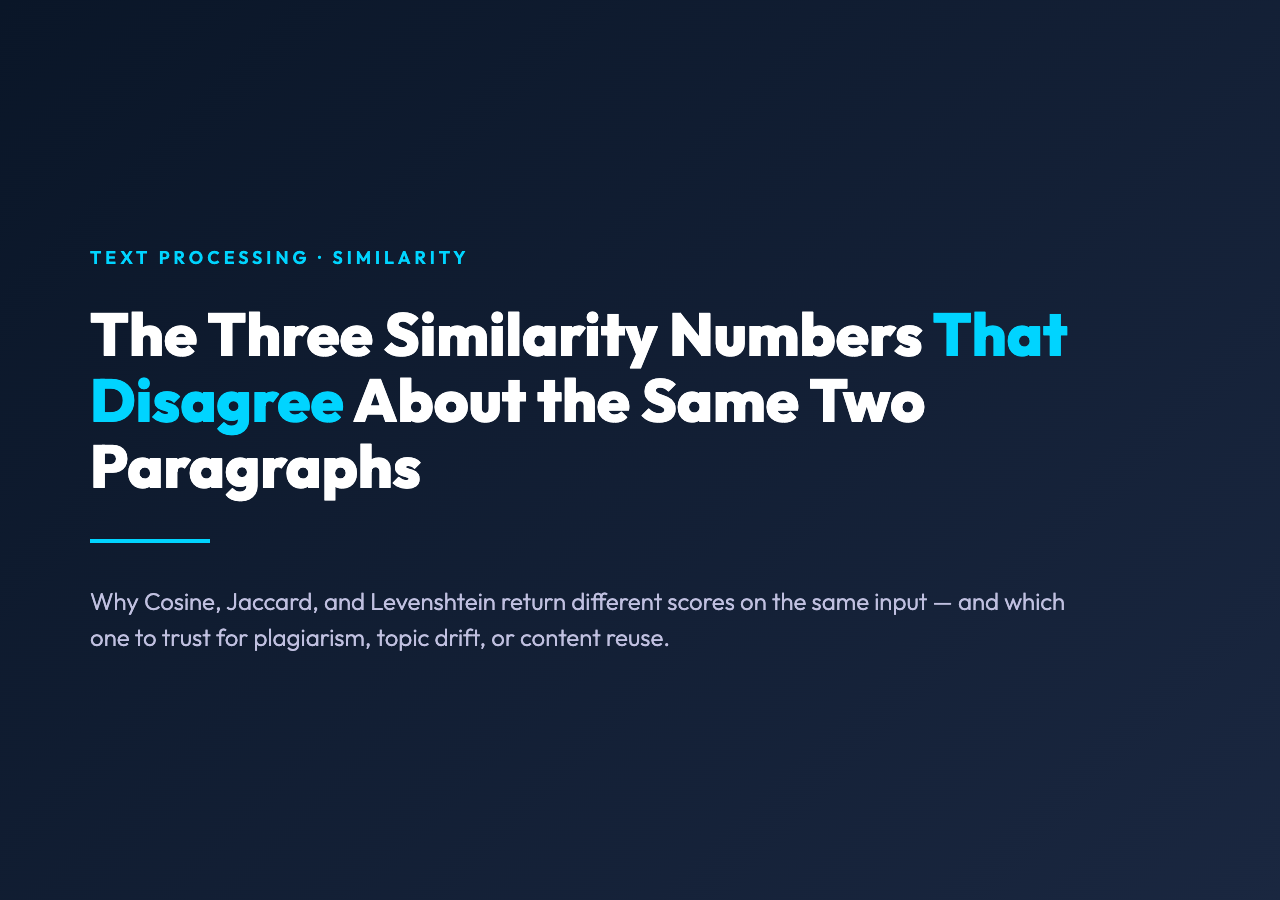 The Three Similarity Numbers That Disagree About the Same Two Paragraphs